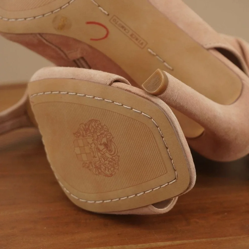 Vince Camuto Blush Suede Peep-Toe Slouch Ankle Booties